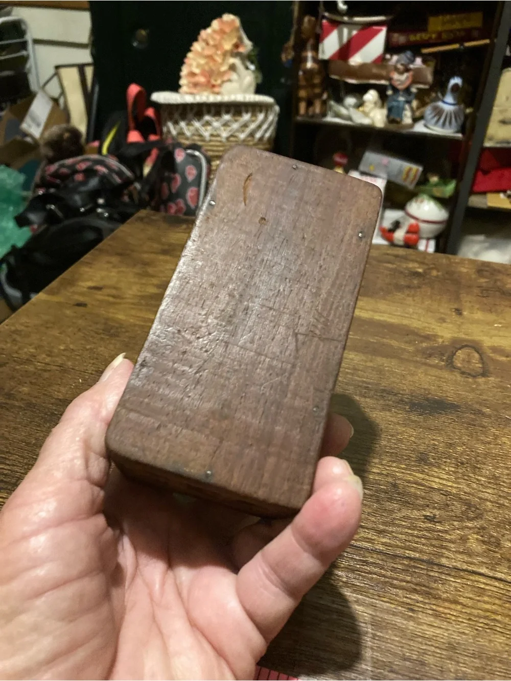 Vintage hand carved wooden trinket box